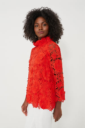 Red Guipure Lace Faye Blouse