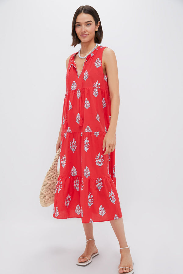 Scarlet Bouquet Blockprint Salty Paloma Caftan
