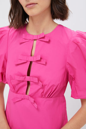 Bright Pink Bows Keelin Midi Dress