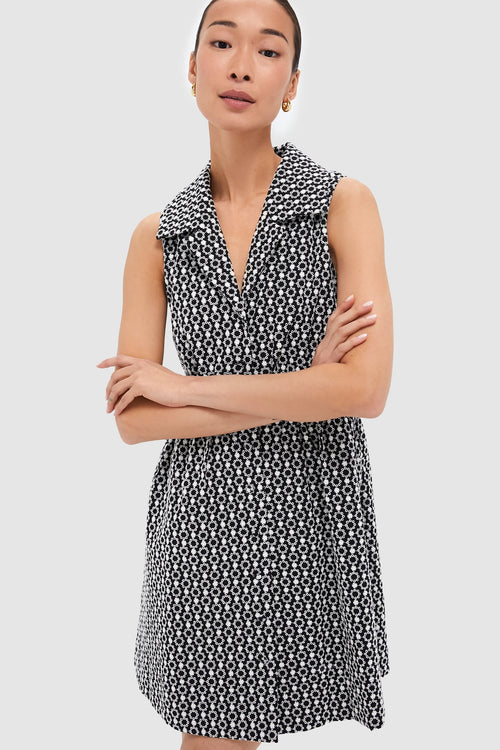 Black Eyelet Sleeveless Noelle Shirt Dress
