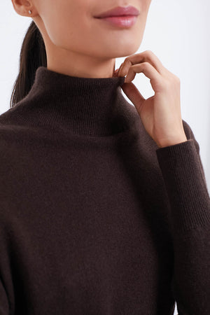 Chocolate Cashmere Turtleneck Sweater