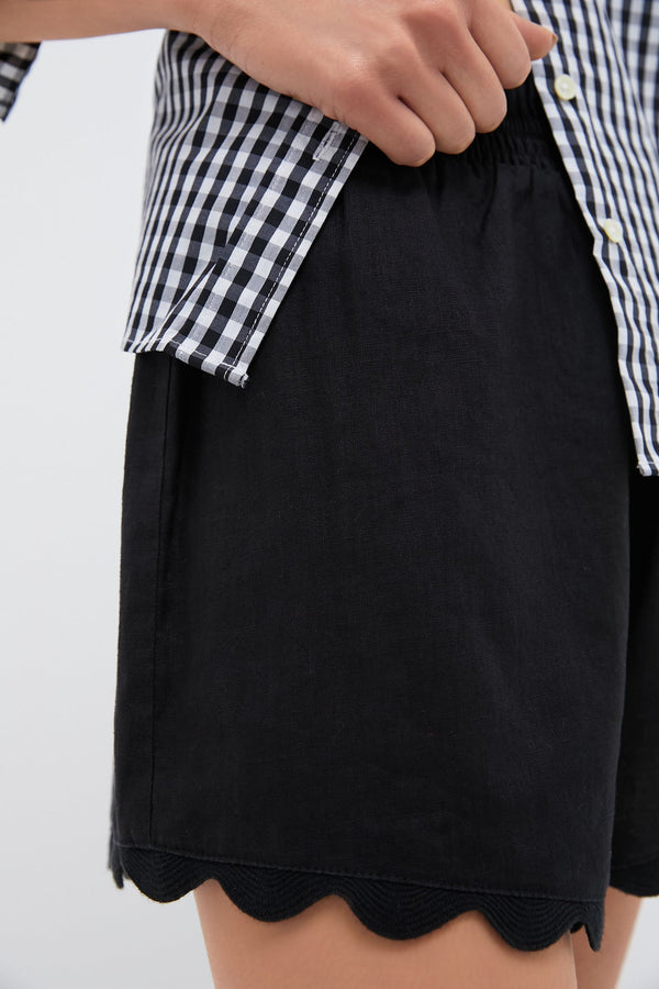 Black Linen Ava Short