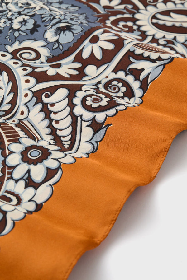 Orange Filigree Medium Silk Scarf