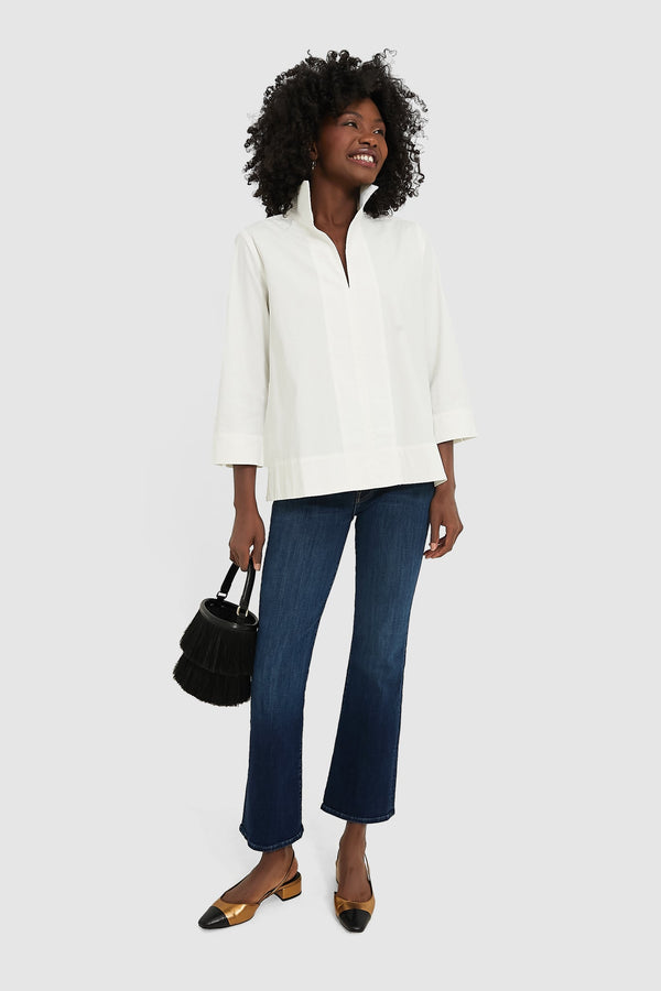 White Margot Stand Collar Blouse
