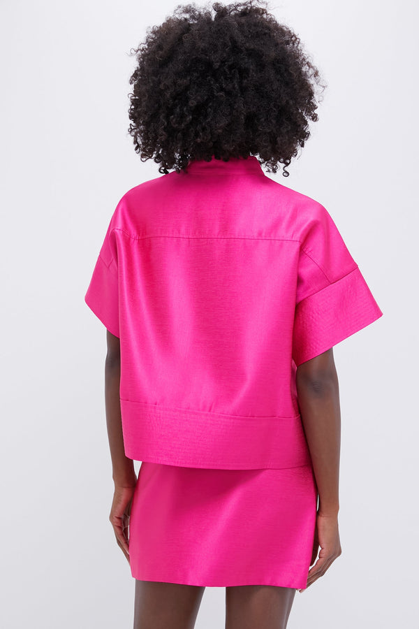 Hot Pink Dupioni Trapunto Stitch Sofia Shirt