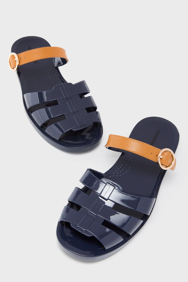 Navy Riley Jelly Sandals