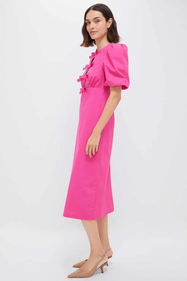 Bright Pink Bows Keelin Midi Dress