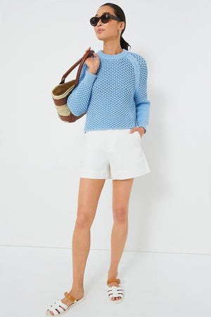 Corsica Blue Crochet Knit Annette Sweater