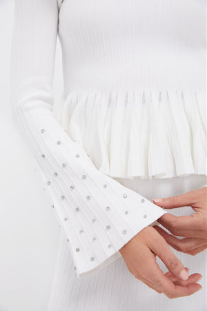Ivory Sirena Bell Sleeve Top with Embellishment