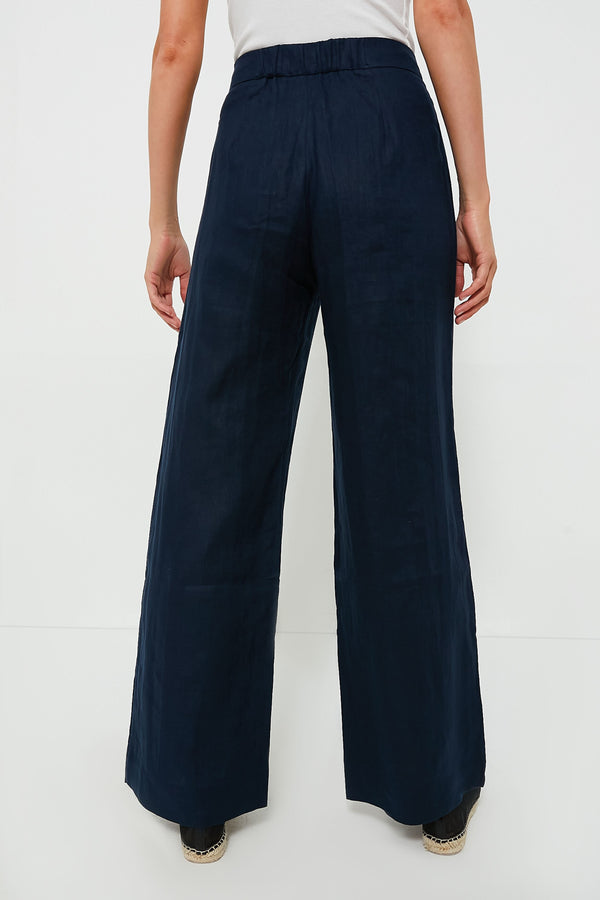 Navy Linen Lydia Pants