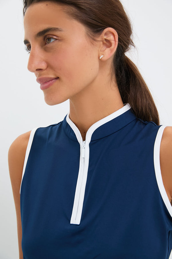 Navy Sleeveless Connors Mock Neck