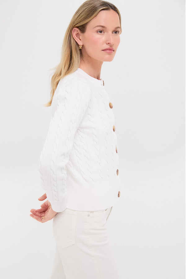 Ivory Cotton Cable Knit Kit Cardigan
