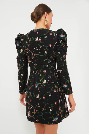 Black Embroidered Calla Dress