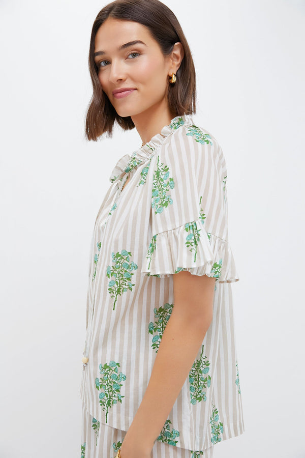 Sand Striped Bouquet Cassis Top