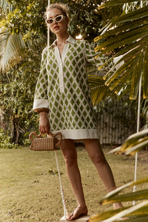 Kelly Green Crochet Collier Dress