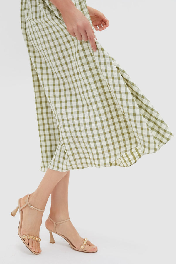 Sage Gingham Seersucker Amy Dress