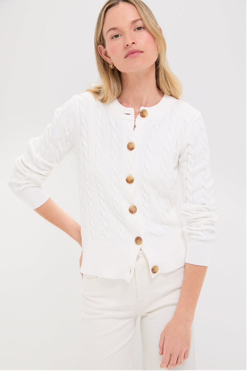 Ivory Cotton Cable Knit Kit Cardigan