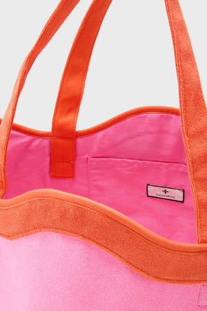 Pink and Tangerine Terrycloth August Tote