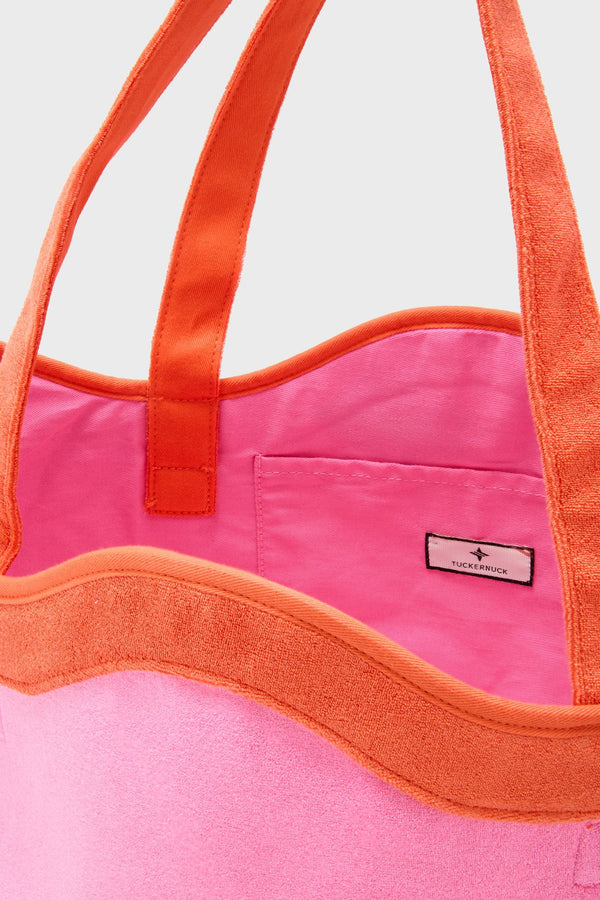 Pink and Tangerine Terrycloth August Tote