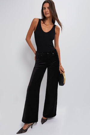 Black Scalloped Rib Heidi Knit Tank