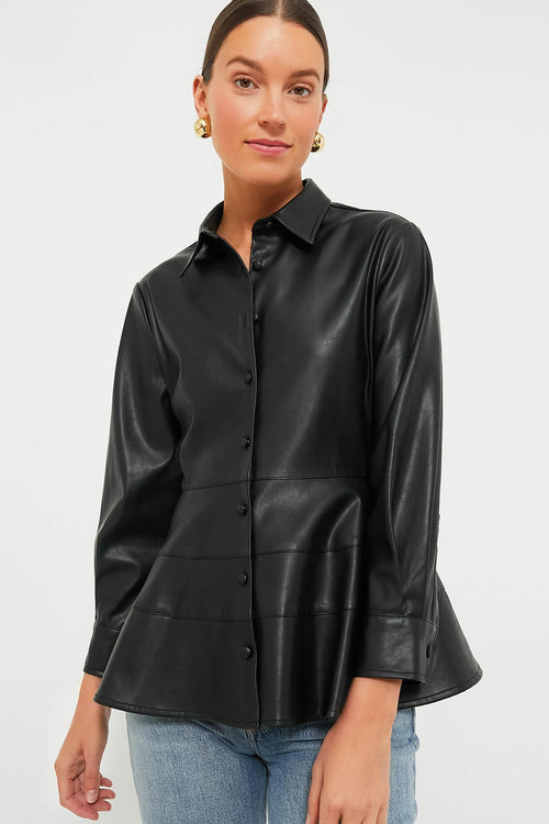 Black Leather Ashlen Blouse