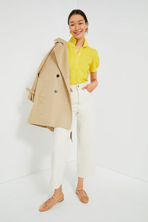 Yellow Pique Puff Sleeve Peggy Polo