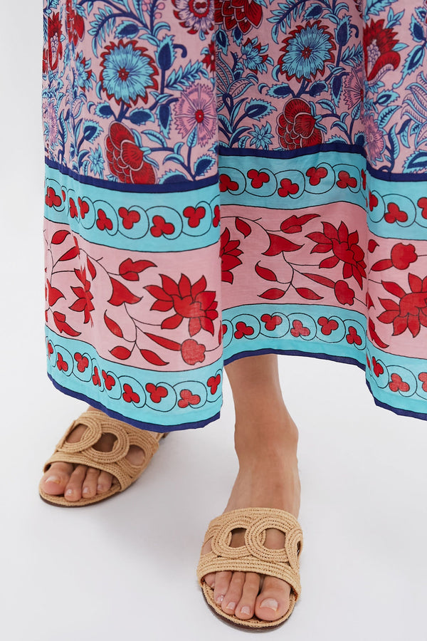 Mauve and Rose Wildflower Smocked Lisbon Caftan