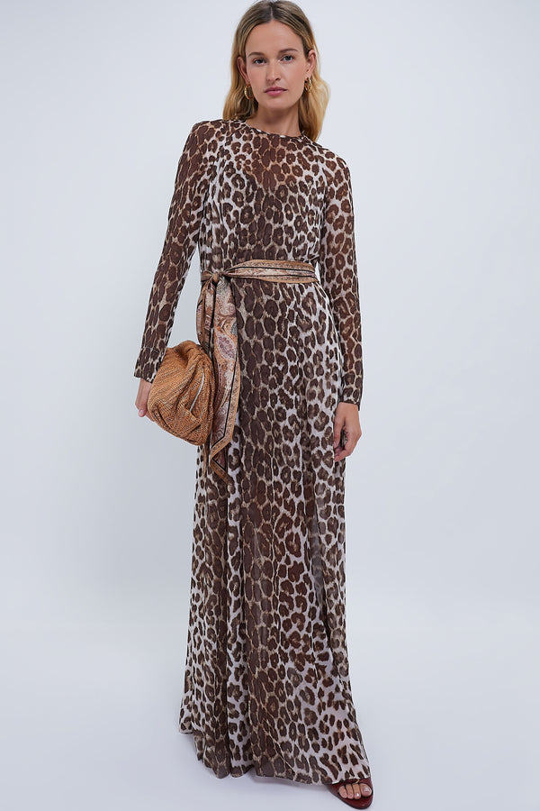 Chocolate Leopard Illustration Sheath Dress