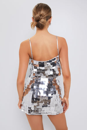 Silver Griselda Top and Mini Skirt Set