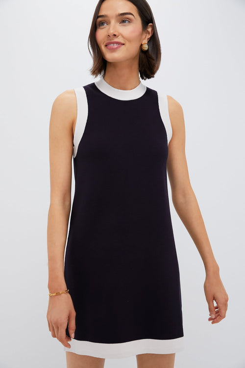 Navy and White Trim Knit Marie Dress