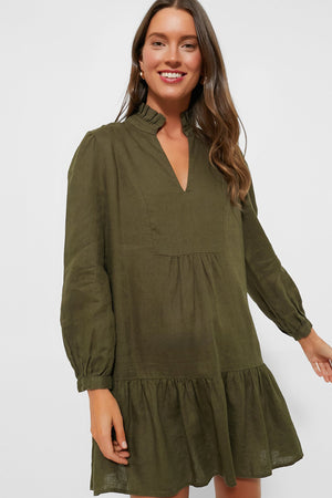 Olive Green Linen Palmerston Dress