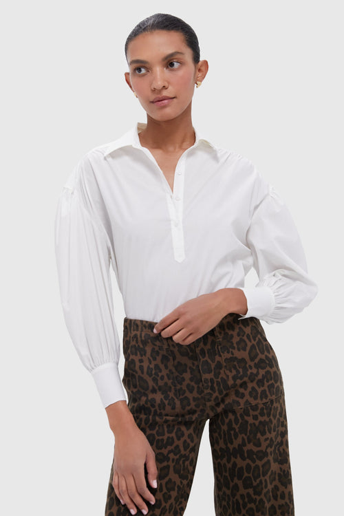 White Scalloped Balloon Sleeve Leanne Blouse