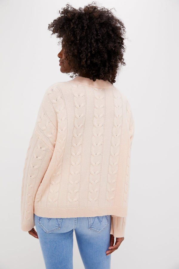 Soft Pink Cashmere Eloise Cableknit Sweater