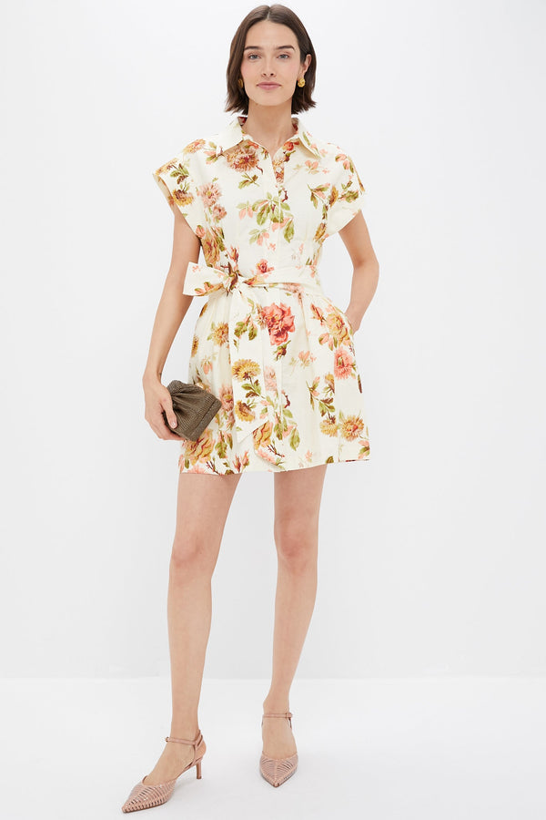 Romantic Floral Cotton Linen Mini Callie Dress