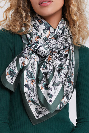 Olive Folk Floral Large Scarf