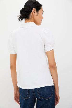 White Pique Puff Sleeve Peggy Polo