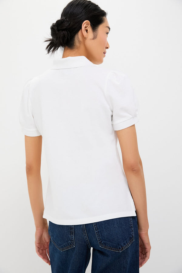 White Pique Puff Sleeve Peggy Polo