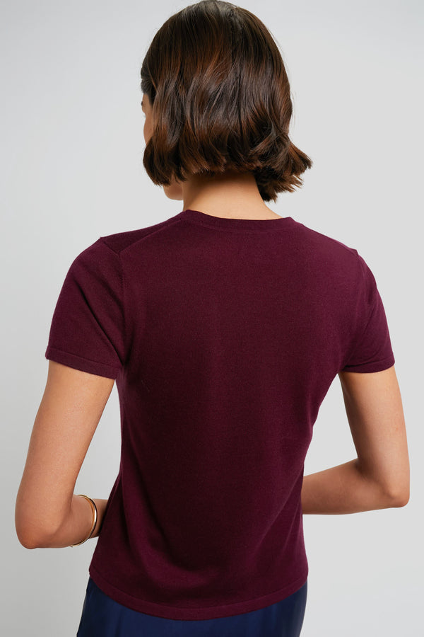 Oxblood Cashmere Silk Blend Katie Tee