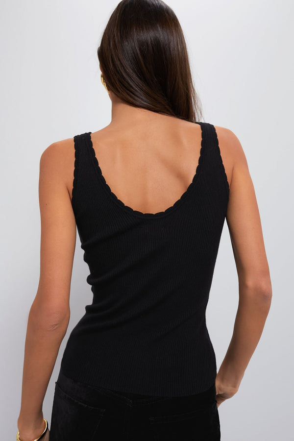 Black Scalloped Rib Heidi Knit Tank