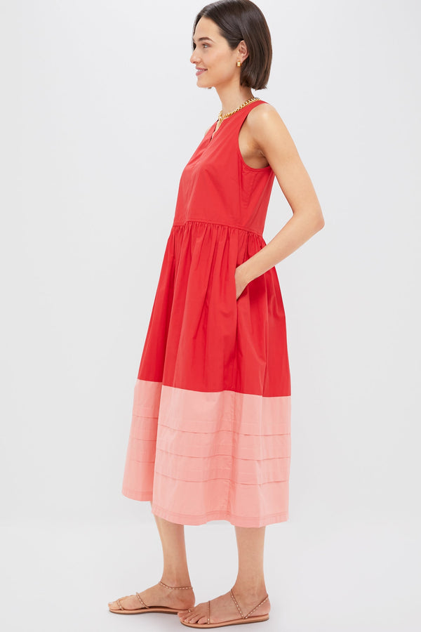 Poppy and Coral Colorblock Cotton Elsie Dress
