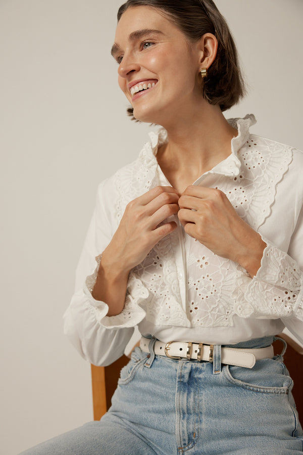 White Croc Triple Keeper Skinny Belt