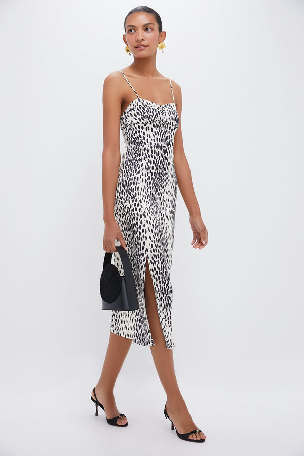 Buttercream Leopard Satin Fitted Bodice Dress