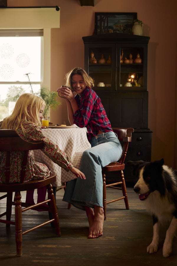 Red Plaid Flannel Cropped Jasper Button Down