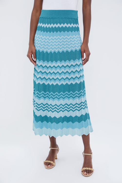 Aqua Crochet Stripe Sylvie Skirt