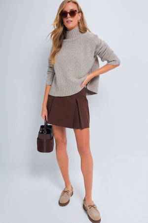 Chocolate Twill Pleated Preston Skort