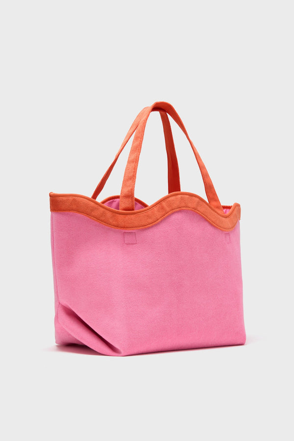 Pink and Tangerine Terrycloth August Tote