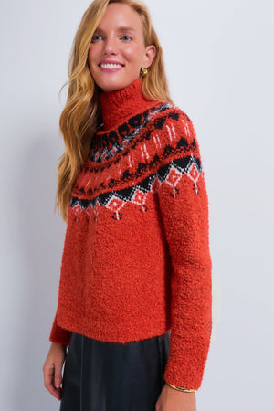 Red Boucle Emmett Fair Isle Turtleneck
