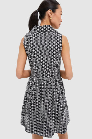 Black Eyelet Sleeveless Noelle Shirt Dress