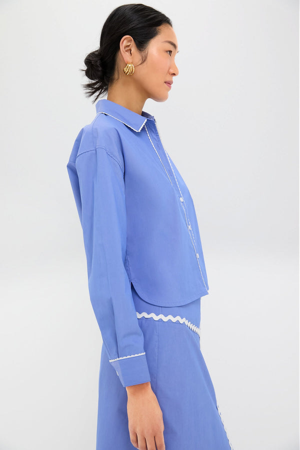 Sail Blue Cropped Jasper Button Down