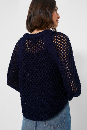 Navy Crochet Knit Jules Sweater